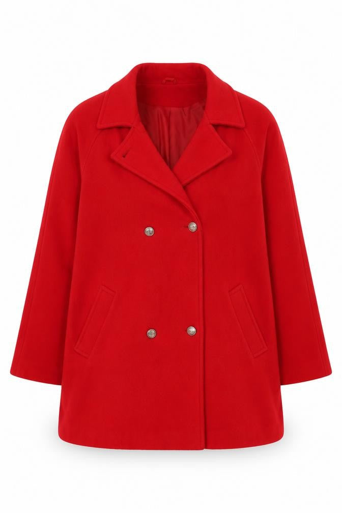 Womens UK Size 16 Classic Red Overcoat