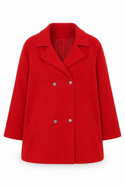 Womens UK Size 16 Classic Red Overcoat