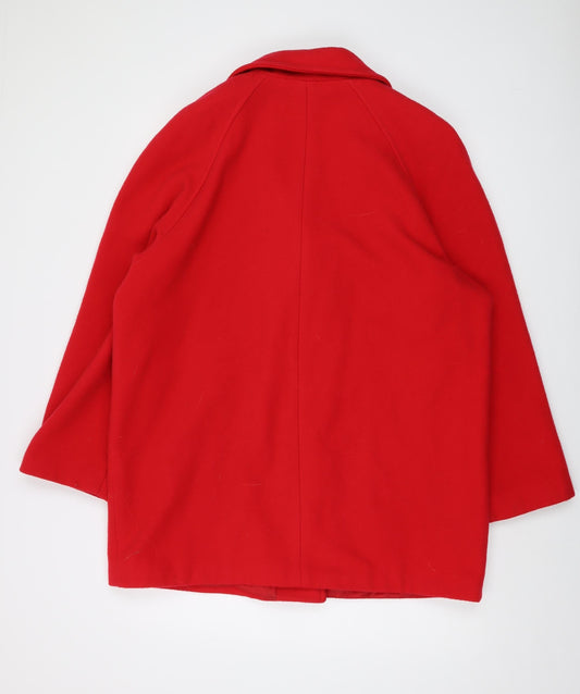 Classic Womens Red Overcoat Coat Size 16 Button