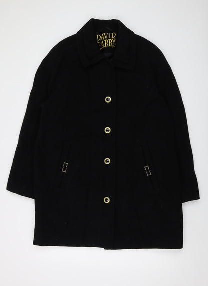 Womens UK Size 14 David Barry Black Overcoat