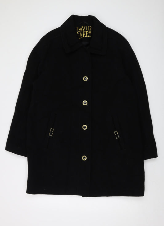 Womens UK Size 14 David Barry Black Overcoat