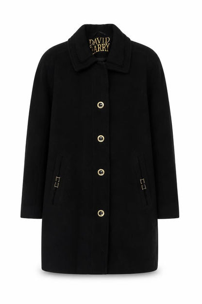 Womens UK Size 14 David Barry Black Overcoat