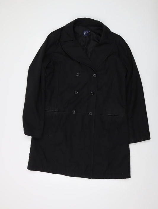 Gap Womens Black Overcoat Coat Size M Button