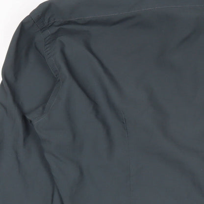 Guide of London Mens Grey Cotton Button-Up Size L Collared Button