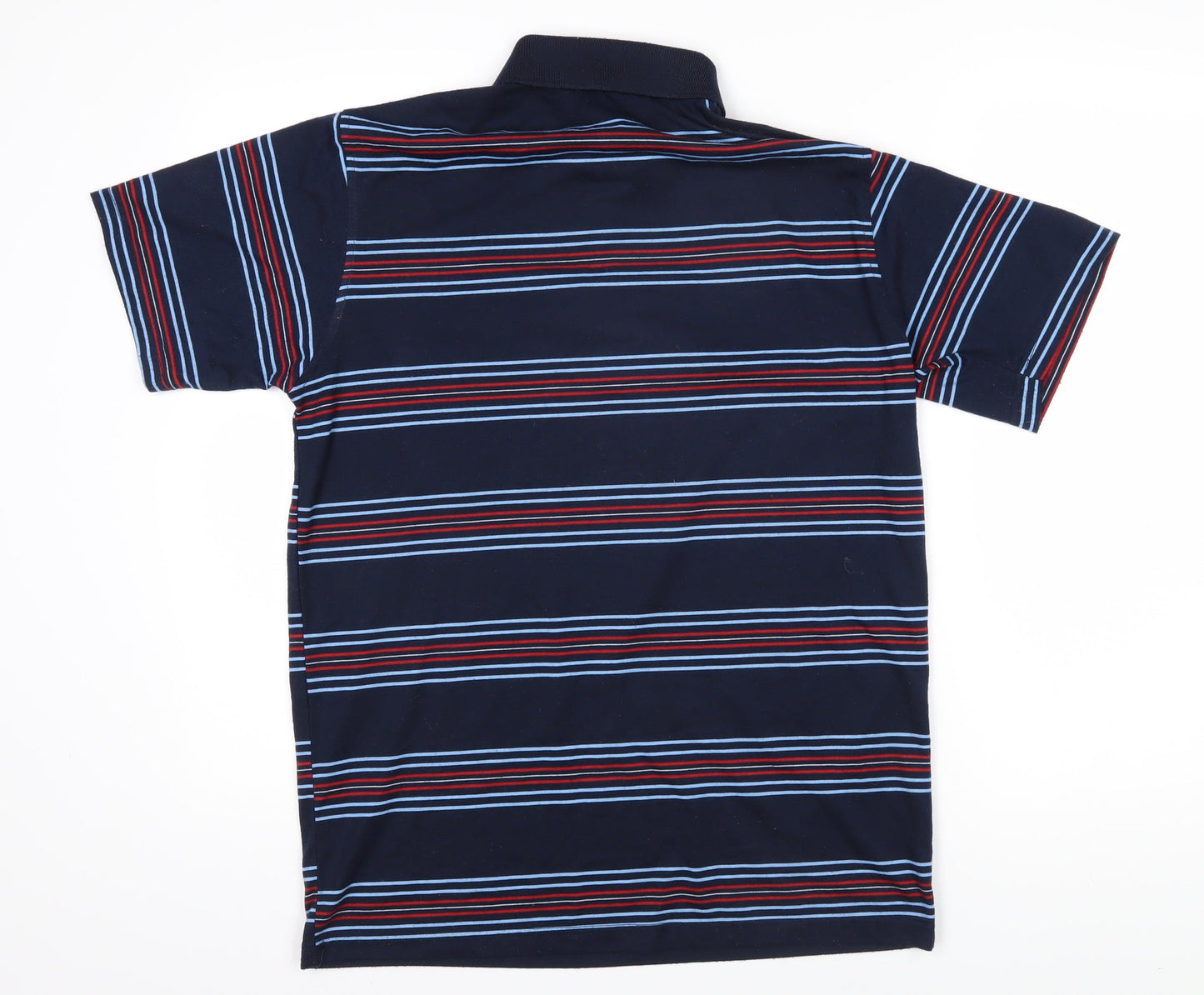 Jeep Mens Blue Striped Cotton Polo Size L Collared Button