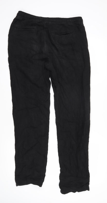 Percival Womens Black Cotton Trousers Size 32 L29 in Regular Tie - Elasticated waist