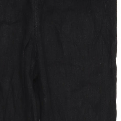 Percival Womens Black Cotton Trousers Size 32 L29 in Regular Tie - Elasticated waist