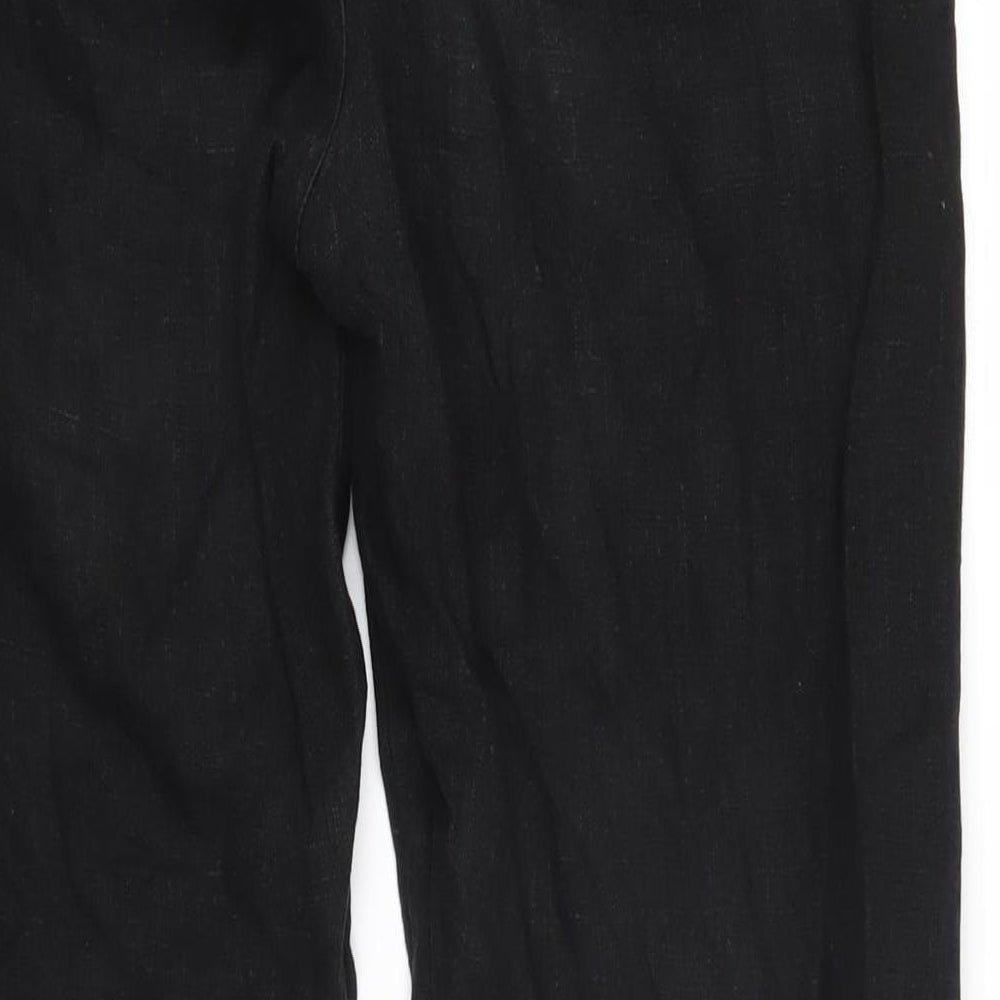 Percival Womens Black Cotton Trousers Size 32 L29 in Regular Tie - Elasticated waist