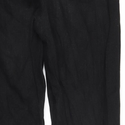 Percival Womens Black Cotton Trousers Size 32 L29 in Regular Tie - Elasticated waist
