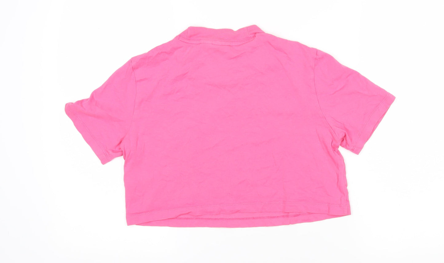 Addidas Womens Pink 100% Cotton Basic T-Shirt Size 10 Round Neck - Cropped