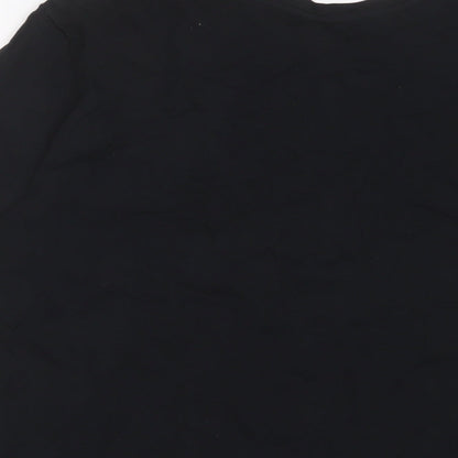 H&M Womens Black Cotton Basic T-Shirt Size L Crew Neck - Amour Paris