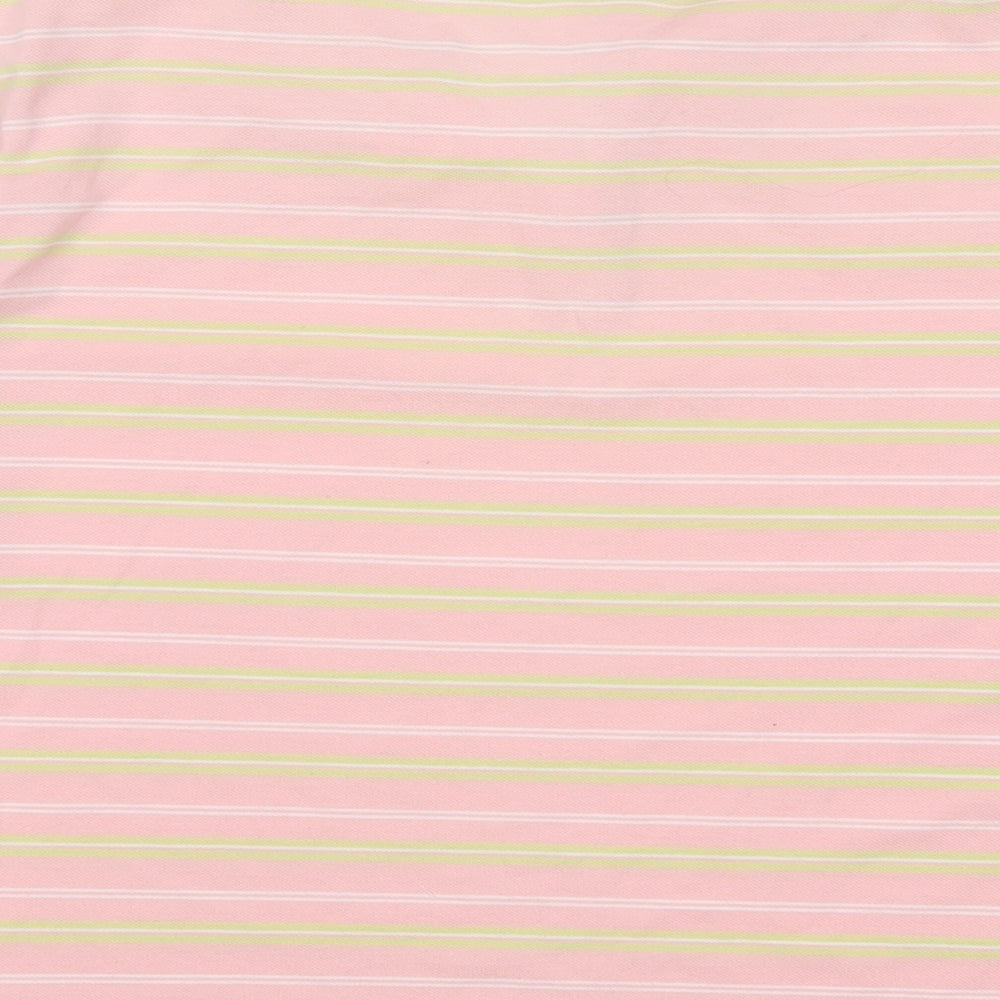 Ethel Austin Womens Pink Striped Polyester Basic Polo Size M Collared