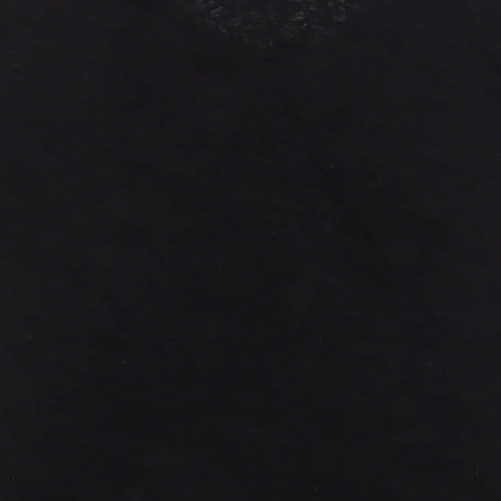 Bonmarché Womens Black Polyester Basic T-Shirt Size 12 Crew Neck - Butterflies