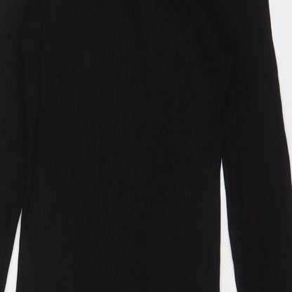 Topshop Womens Black Viscose Bodycon Size 10 Square Neck Pullover