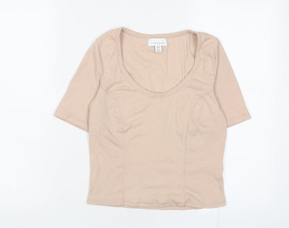 Womens UK Size 12 Topshop Pink Cropped T-Shirt