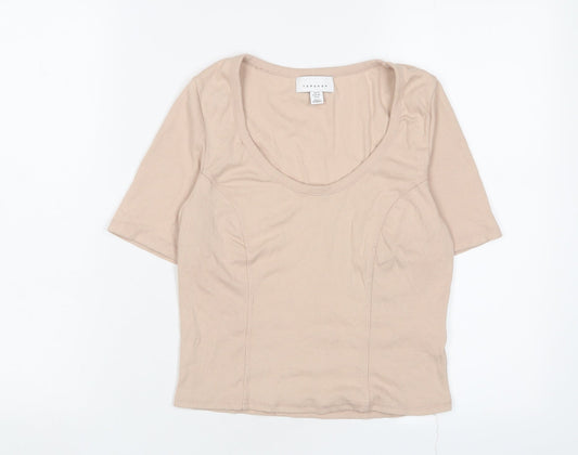 Womens UK Size 12 Topshop Pink Cropped T-Shirt