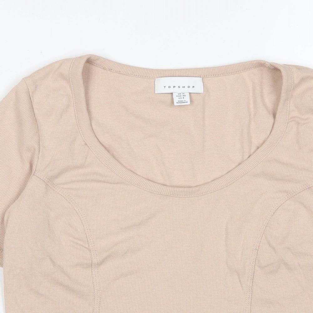 Womens UK Size 12 Topshop Pink Cropped T-Shirt