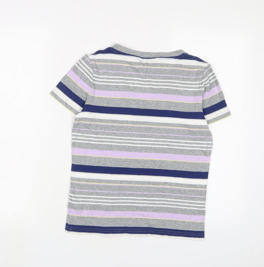 Maine Womens Multicoloured Striped Cotton Basic T-Shirt Size 10 V-Neck