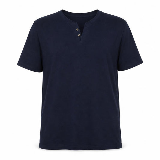 Front view of ASOS men’s blue cotton t-shirt, size 2XL, v-neck