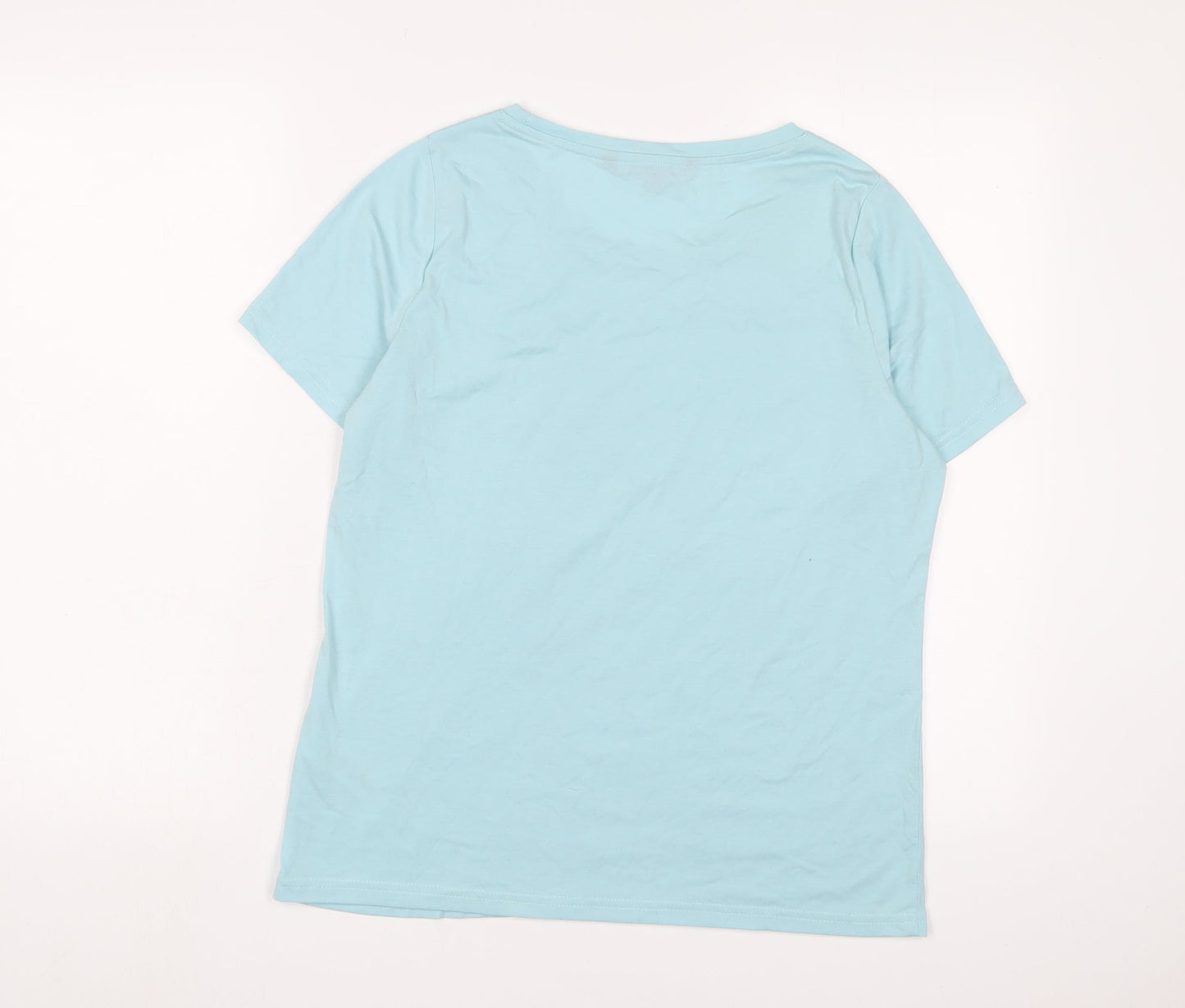 Bonmarché Womens Blue Polyester Basic T-Shirt Size 10 Crew Neck