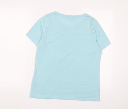 Bonmarché Womens Blue Polyester Basic T-Shirt Size 10 Crew Neck