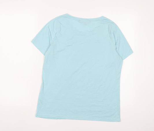 Bonmarché Womens Blue Polyester Basic T-Shirt Size 10 Crew Neck