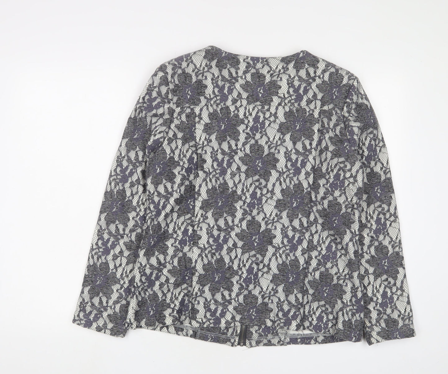 Klass Womens Grey Fair Isle Jacket Size 12 - Zip Pockets