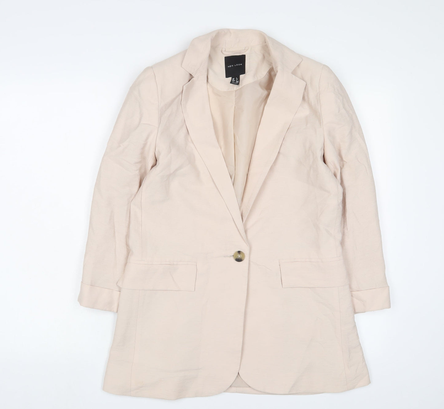 New Look Womens Beige Jacket Blazer Size 6 Button
