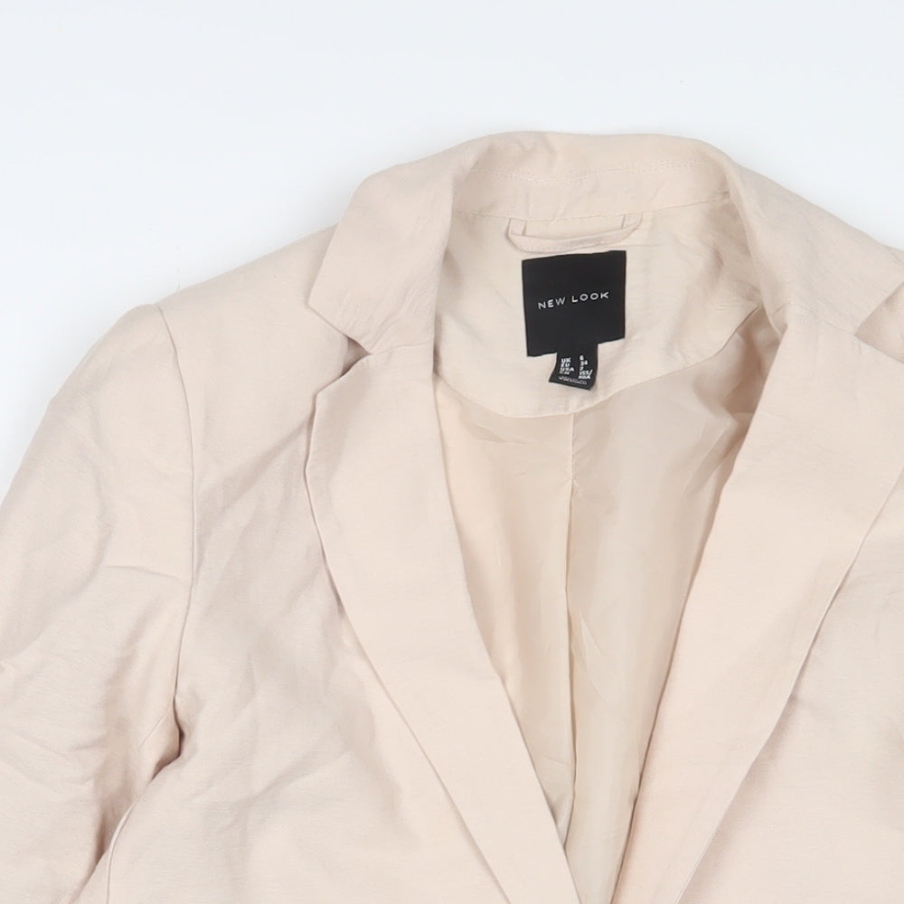 New Look Womens Beige Jacket Blazer Size 6 Button