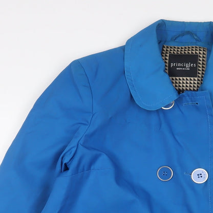 Principles Womens Blue Overcoat Coat Size 8 Button