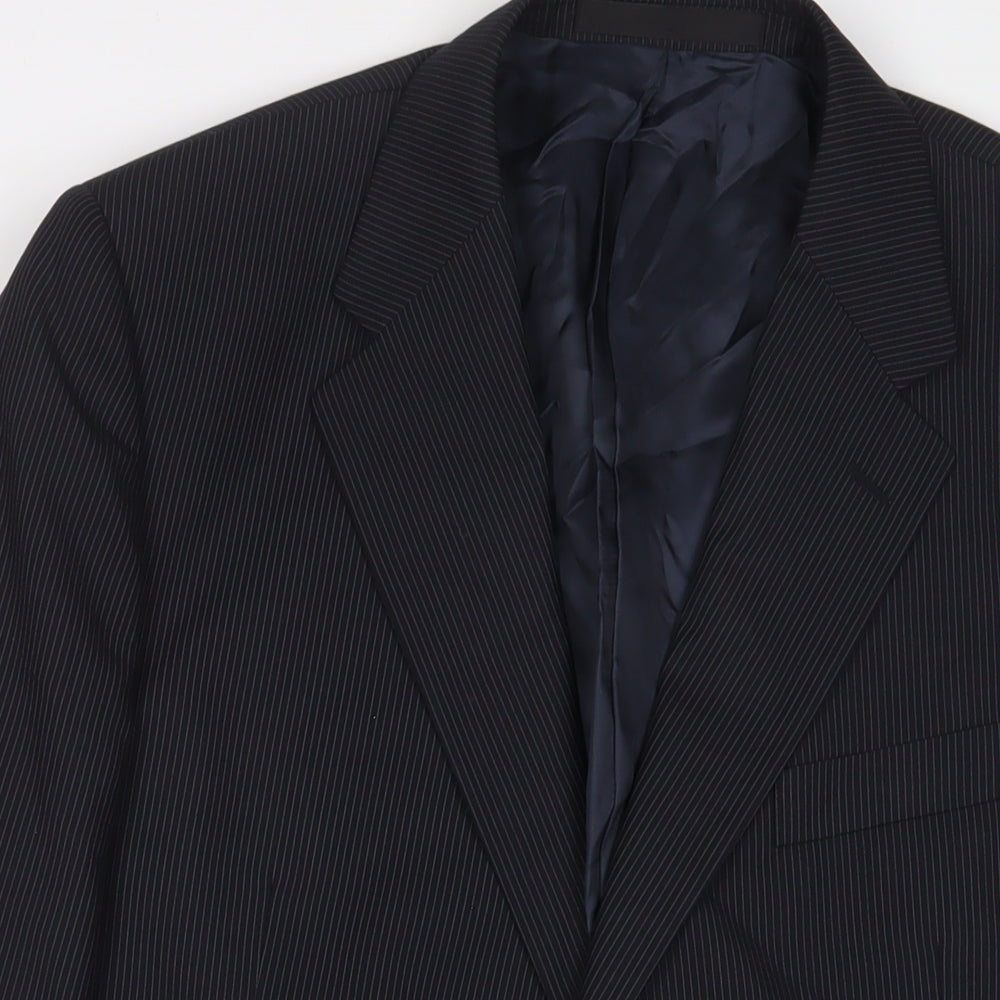 Autograph Mens Black Striped Polyester Jacket Suit Jacket Size 44 Regular