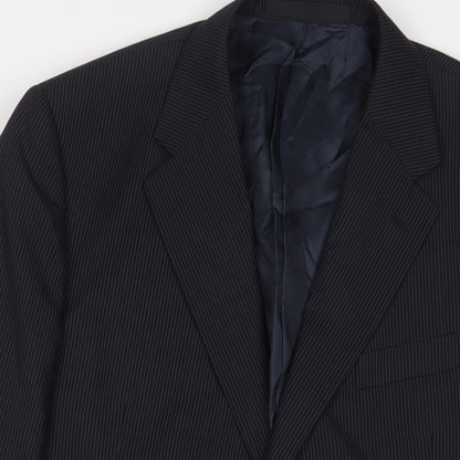 Autograph Mens Black Striped Polyester Jacket Suit Jacket Size 44 Regular
