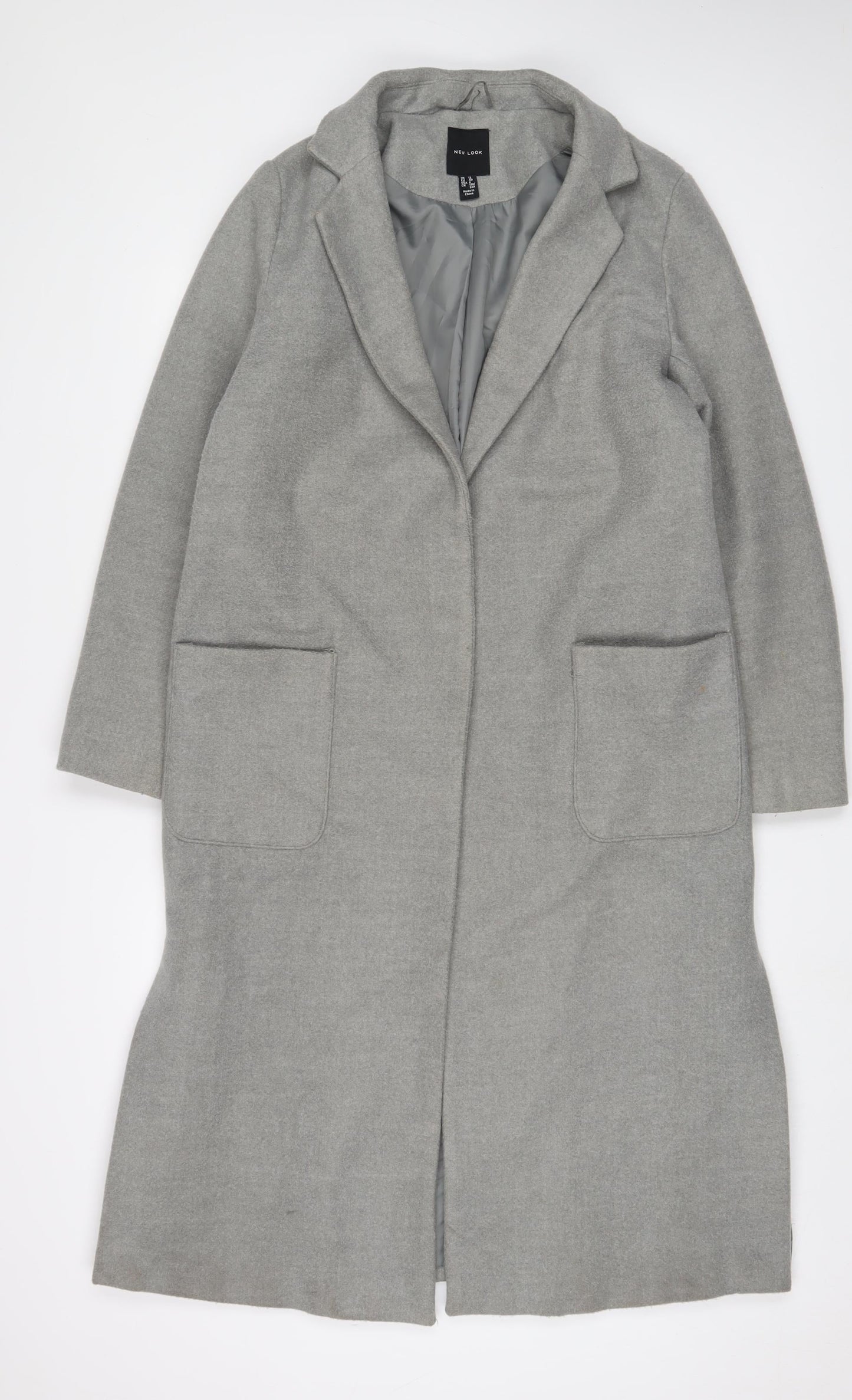 Womens UK Size 12 New Look Grey Overcoat