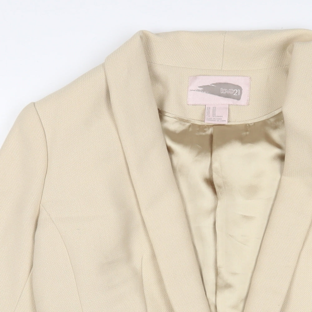 Love 21 Womens Beige Jacket Blazer Size XS Hook & Eye