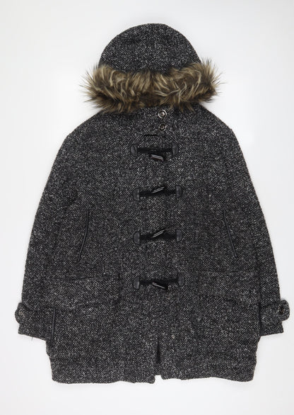 QED London Womens Grey Overcoat Coat Size 14 Button