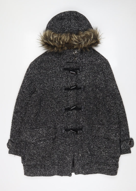 QED London Womens Grey Overcoat Coat Size 14 Button