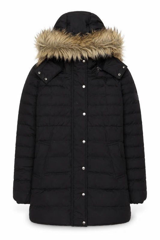 Seraphine Womens Black Parka Coat Size 8 Zip