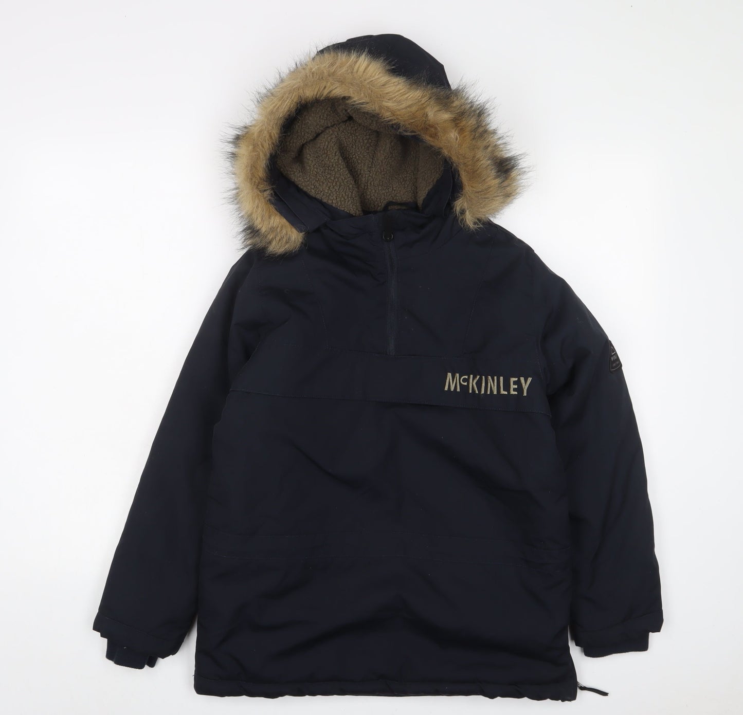 McKINLEY Boys Blue Anorak Jacket Size 12 Years Zip - Logo, Embroidered