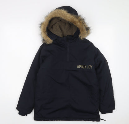 McKINLEY Boys Blue Anorak Jacket Size 12 Years Zip - Logo, Embroidered