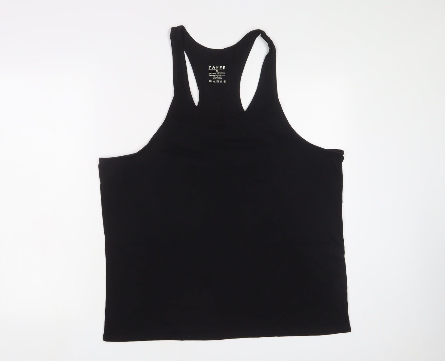 Yaker Womens Black Cotton Camisole Tank Size L Scoop Neck