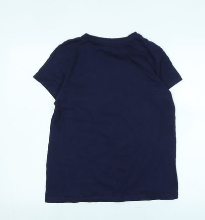 Merry Xmas Womens Blue Cotton Basic T-Shirt Size 8 Collared - Logo- Merry Xmas