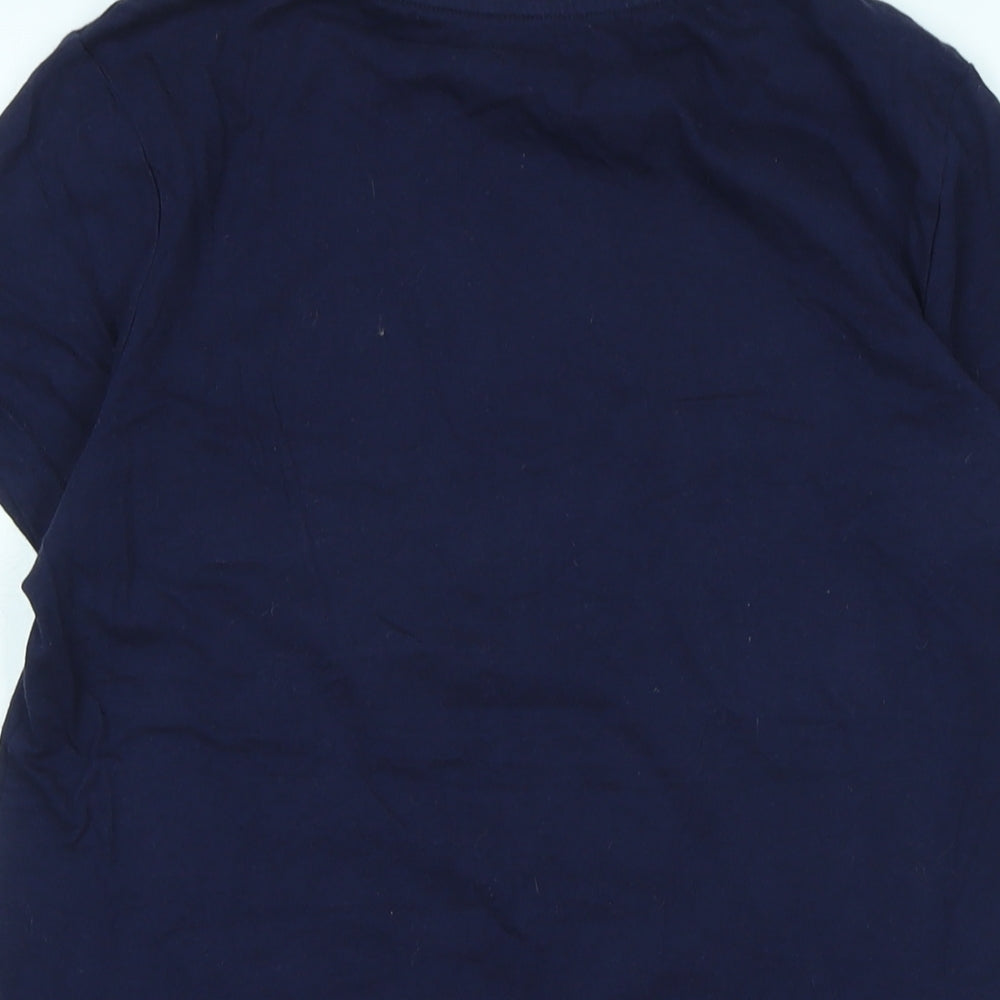 Merry Xmas Womens Blue Cotton Basic T-Shirt Size 8 Collared - Logo- Merry Xmas