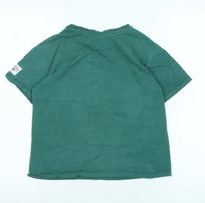 Harvard Boys Green Cotton Basic T-Shirt Size 9-10 Years Crew Neck - Logo - Harvard