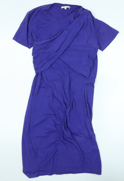 Carven Womens Purple Cotton Bodycon Size L Crew Neck - Logo