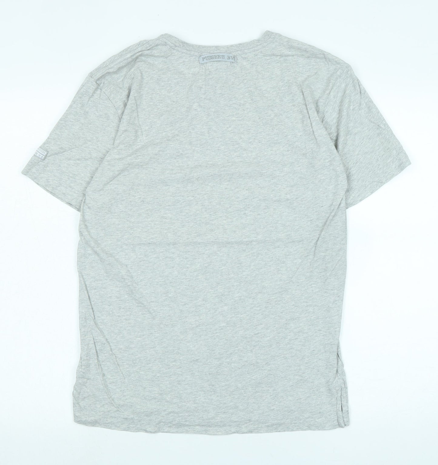 Pussers navy Mens Grey Cotton T-Shirt Size S Crew Neck - Logo