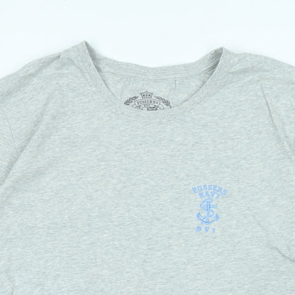 Pussers navy Mens Grey Cotton T-Shirt Size S Crew Neck - Logo