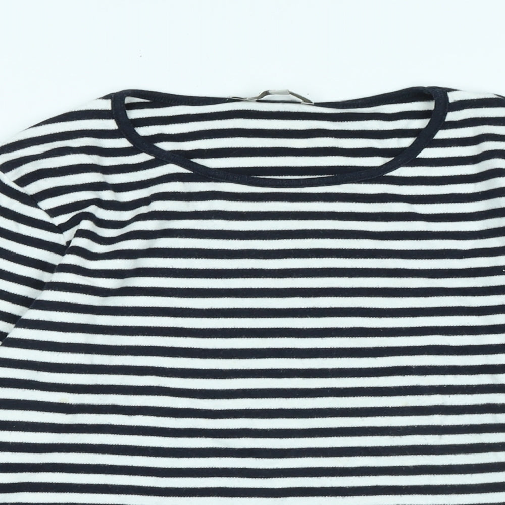hoibbs Womens Blue Cotton Jersey T-Shirt Size M Scoop Neck - Logo