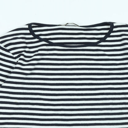 hoibbs Womens Blue Cotton Jersey T-Shirt Size M Scoop Neck - Logo