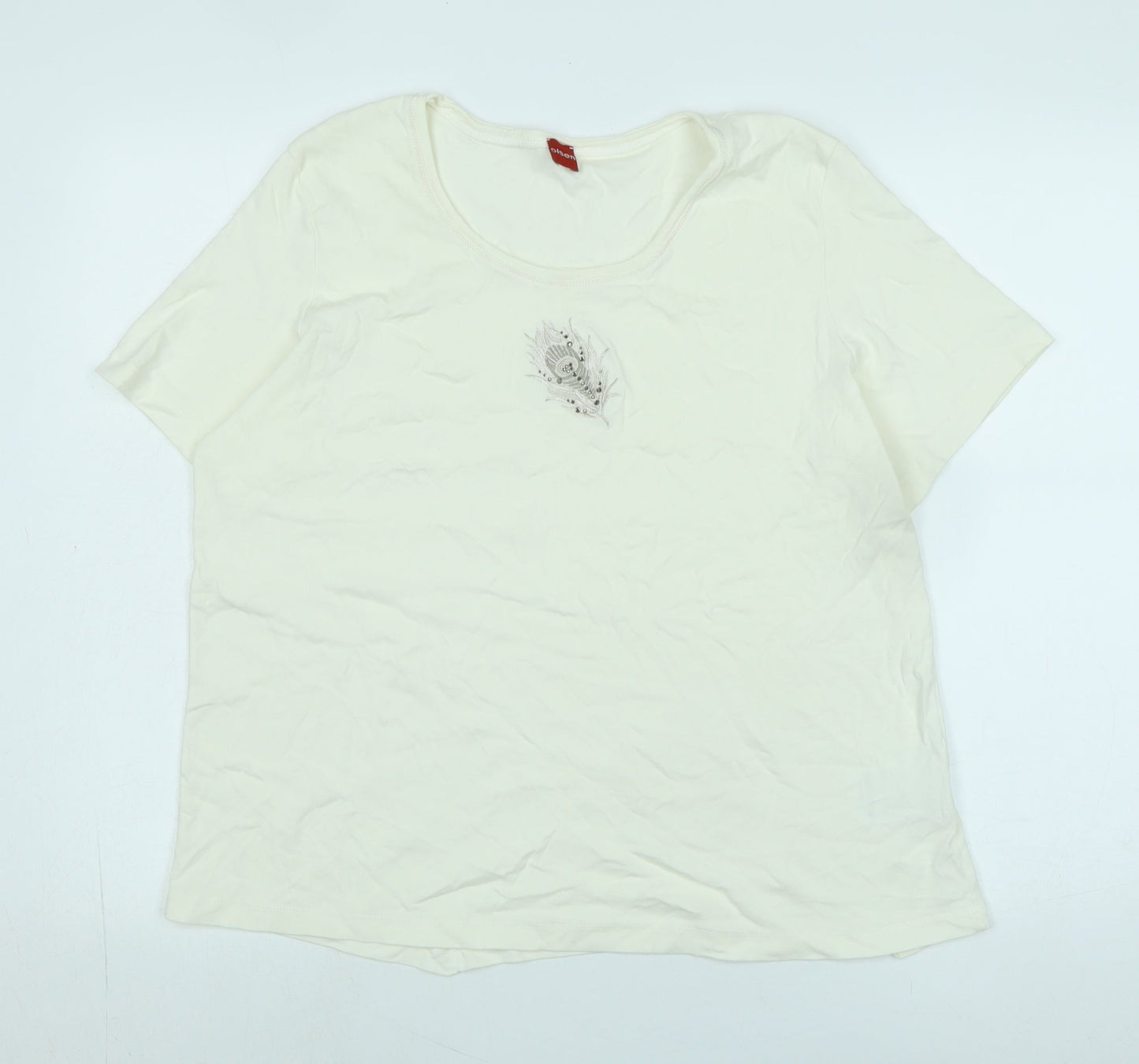 Womens UK Size M Olsen Ivory Basic T-Shirt
