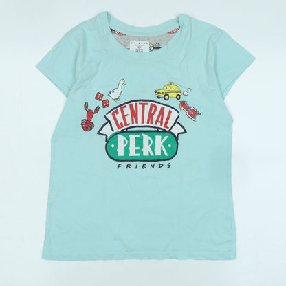 Womens UK Size XS Friends Blue Basic T-Shirt